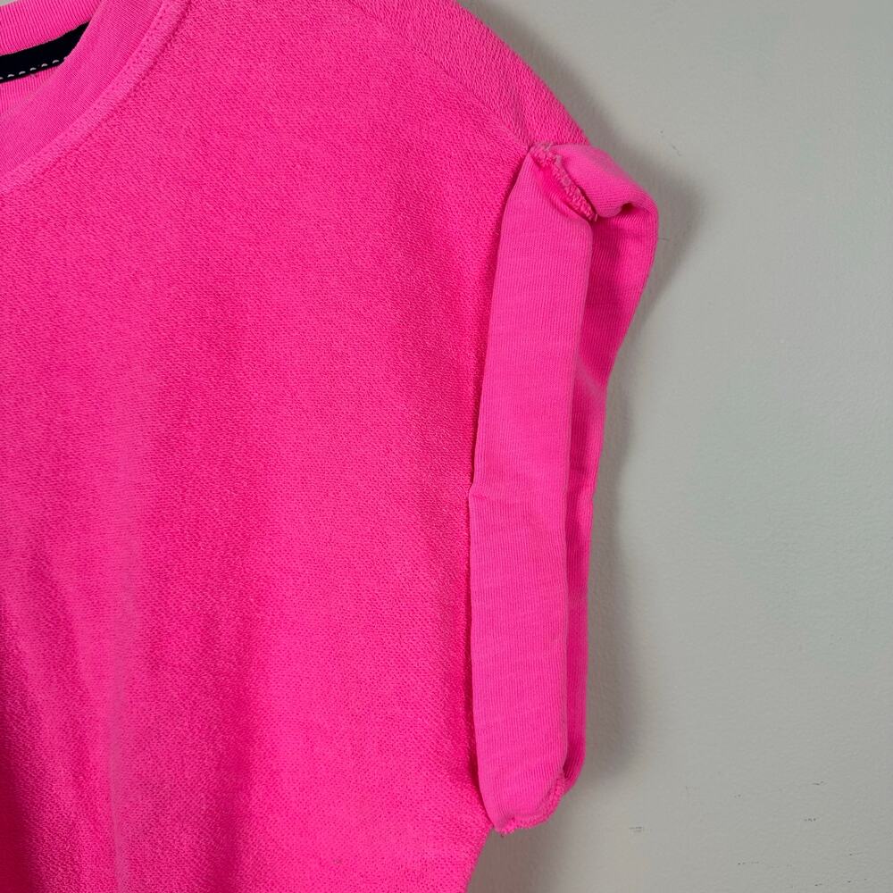 Pilcro Womens Neon Pink Tie Front Sweater Top S Oversized Relaxed Indie Granola - Picture 2 of 10